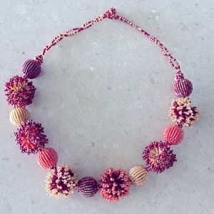 ‘Under the sea’ Coral and red beaded necklace